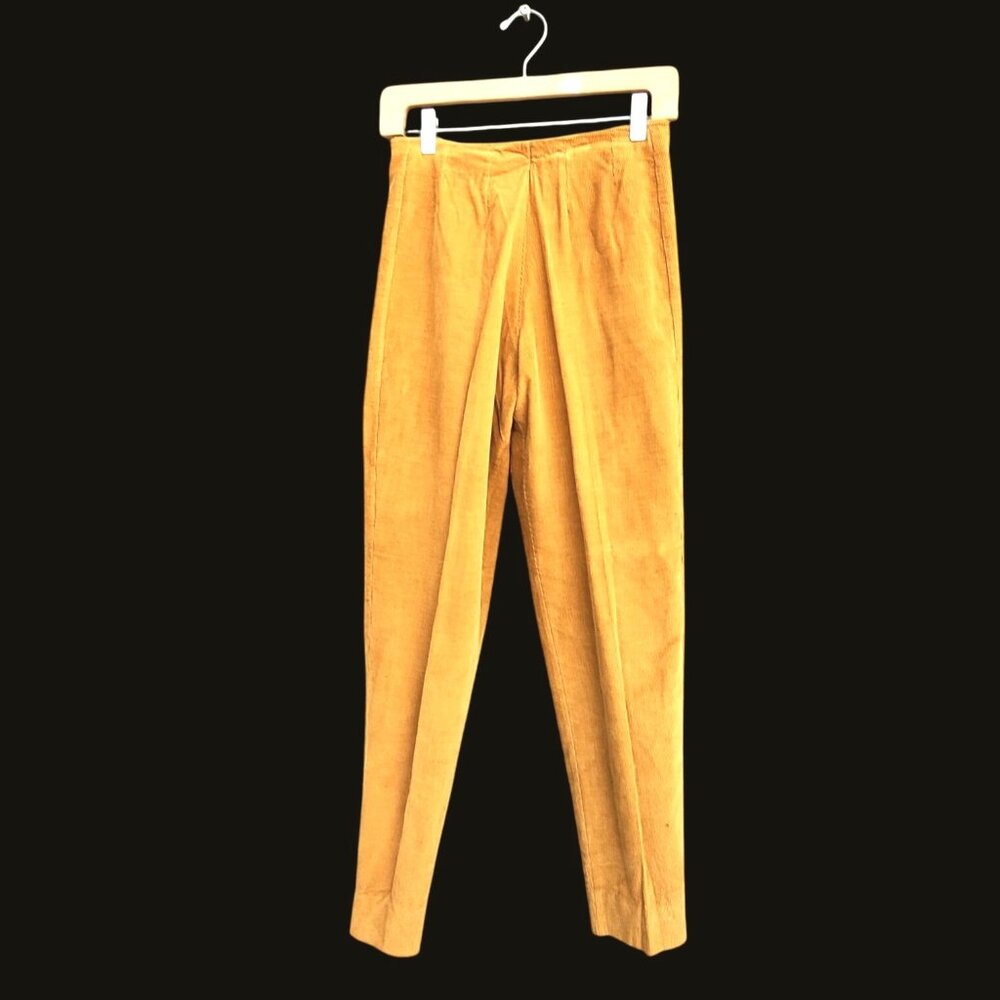 50s Pant Set Yellow Corduroy Velvet XS 21 Inch Waist - Picture 5 of 14